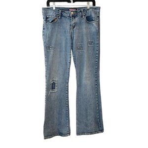 Vintage Bubblegum USA Size‎ 7/8 Bootcut Y2K Denim Jeans Distressed Patchwork